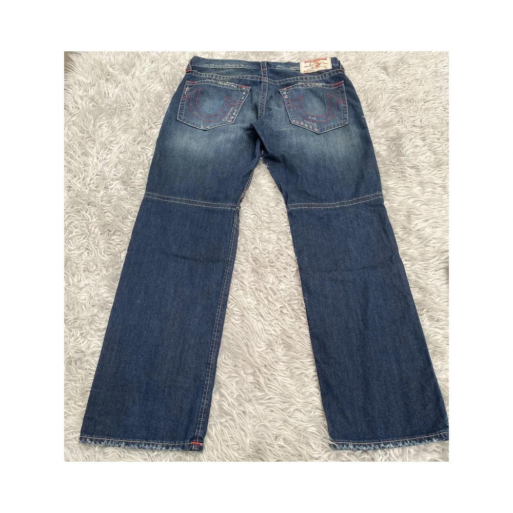 True Religion Moto Jeans Sz 36 Relaxed Straight Dark Wash